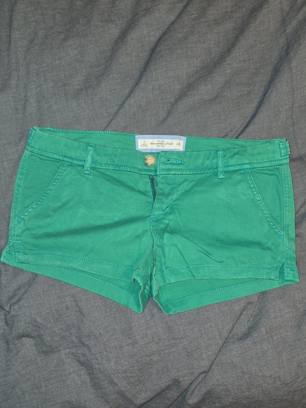 Abercrombie & Fitch Women's Teal Green High-Waist Cotton Shorts